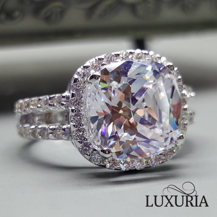 4 ct. cushion cut fake diamond engagement ring - Luxuria