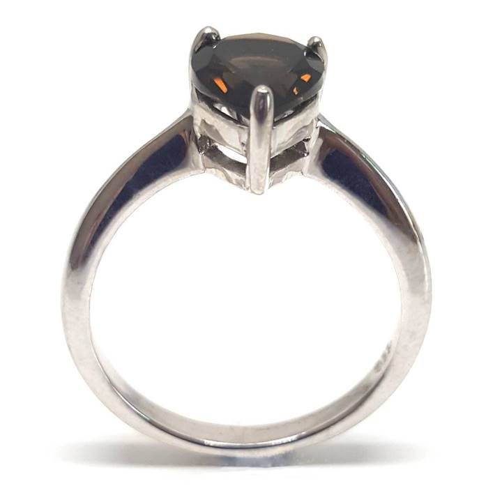 Luxuria Pear shaped brown smoky quartz solitaire ring