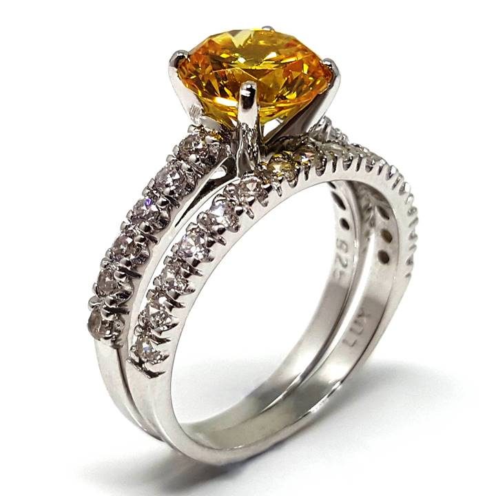 Luxuria Yellow Diamond Simulant Rings - fancy vivid colour
