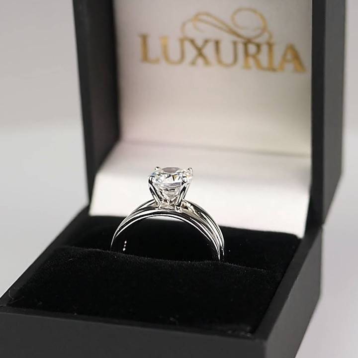Cubic zirconia bridal ring sets in Luxuria high quality jewellery box