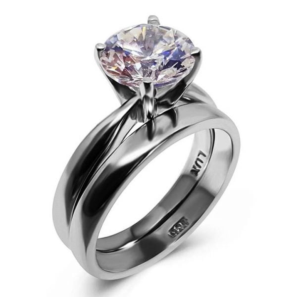 Silver wedding ring set LUXURIA