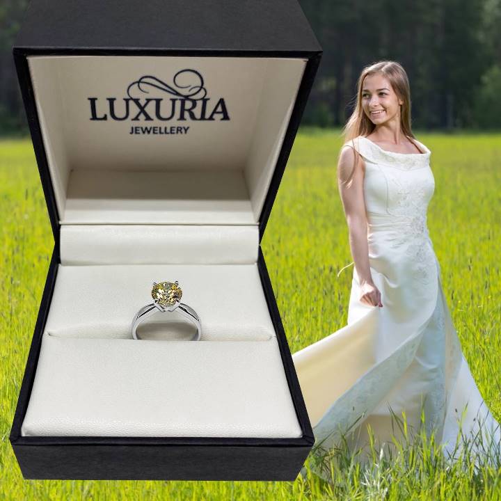 Canary cz engagement rings in quality box