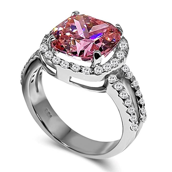 Pink diamond simulant ring