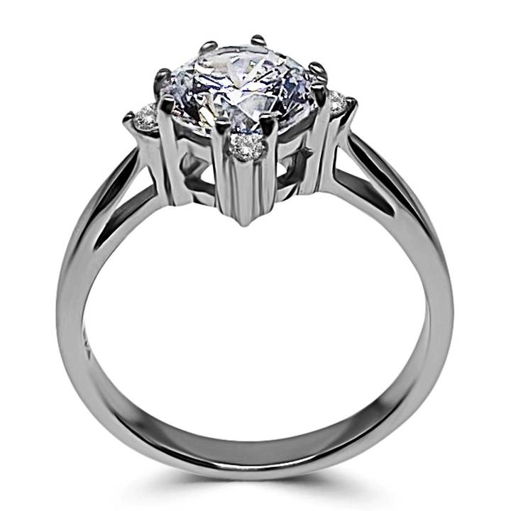 Kite shape cz silver engagement rings
