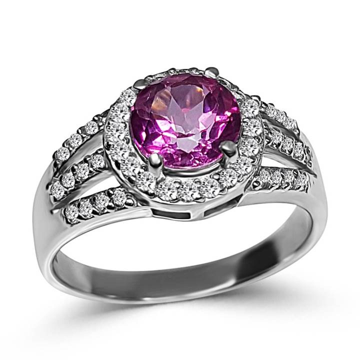 Pink topaz engagement ring