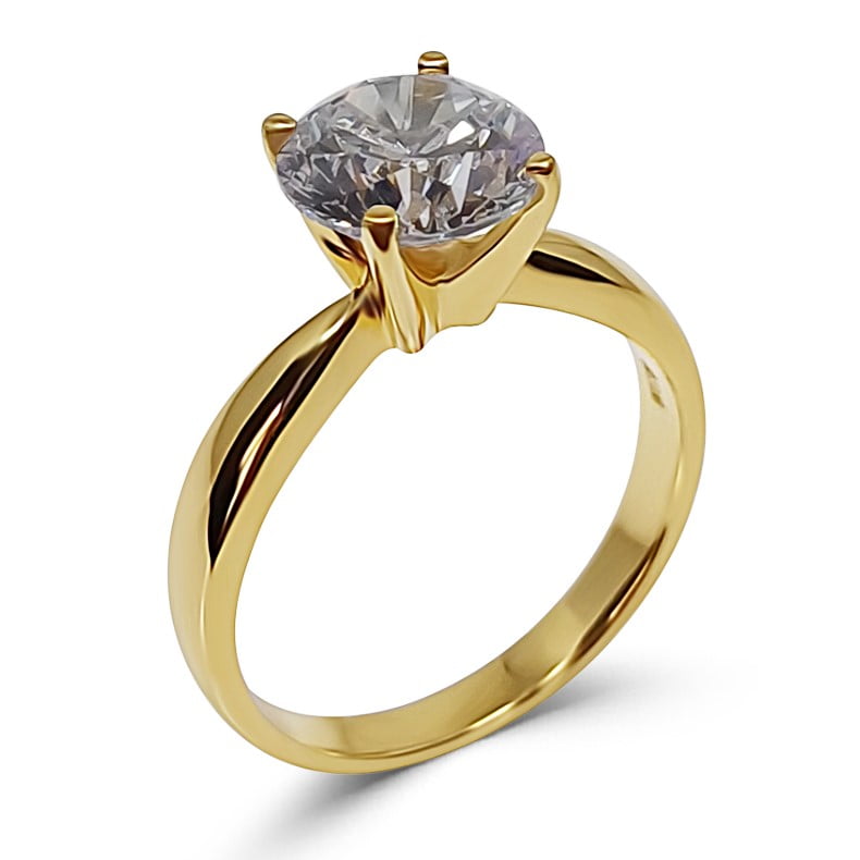 14k gold vermeil solitaire ring | Gold vermeil ring